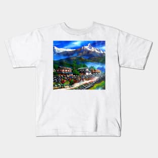 Panoramic View Of Everest Mountain Kids T-Shirt